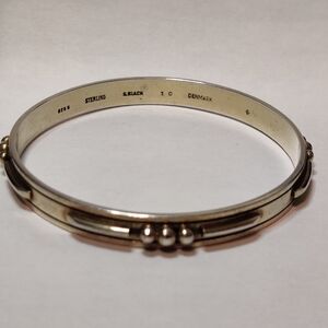Vintage Denmark Silver Signed Sigurd Black Bangle Bracelet MCM